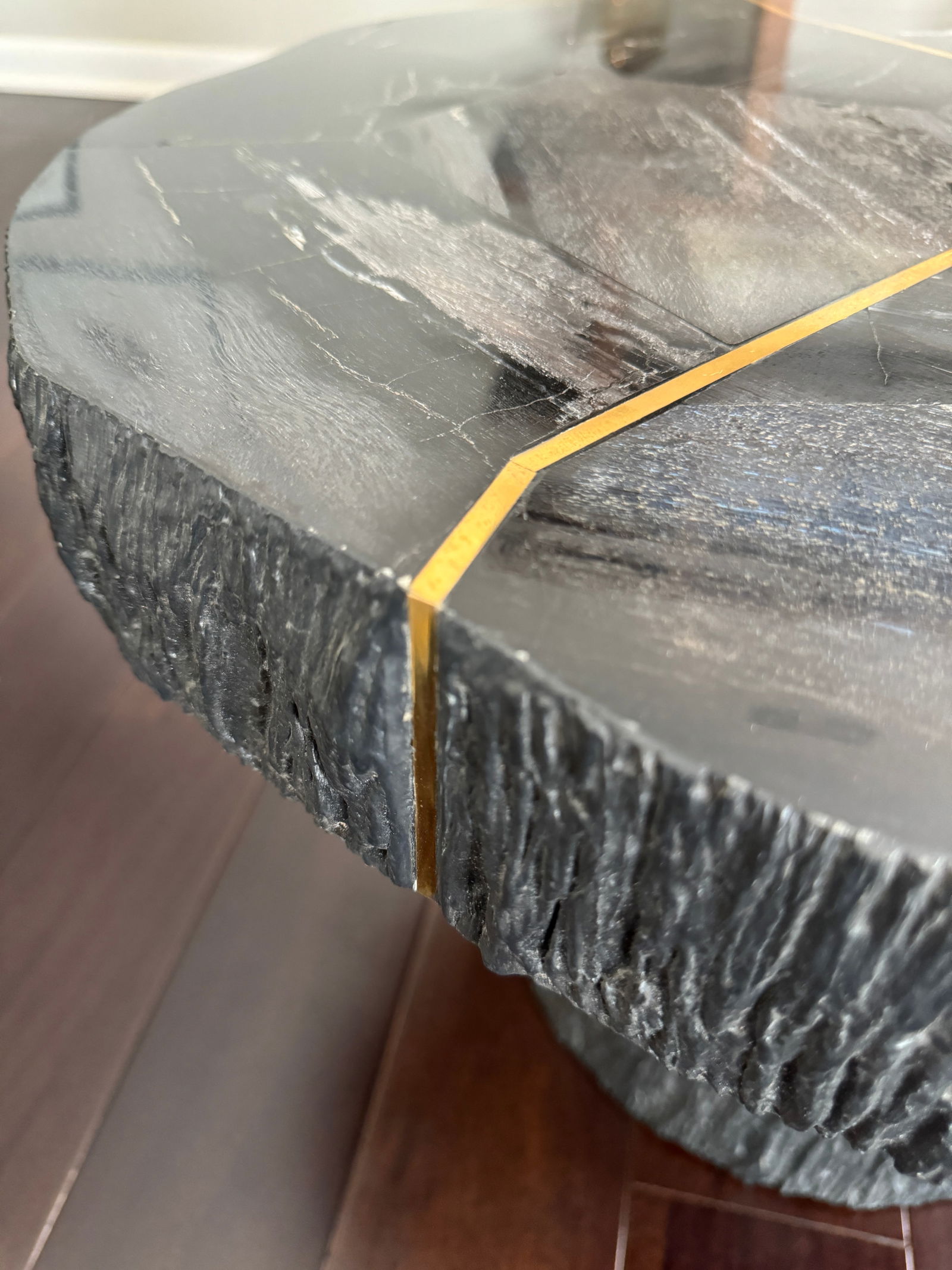 Sculptural Modern Organic Black Wood Sune Small Coffee Table or Side Table by Made Goods With Golden - 7