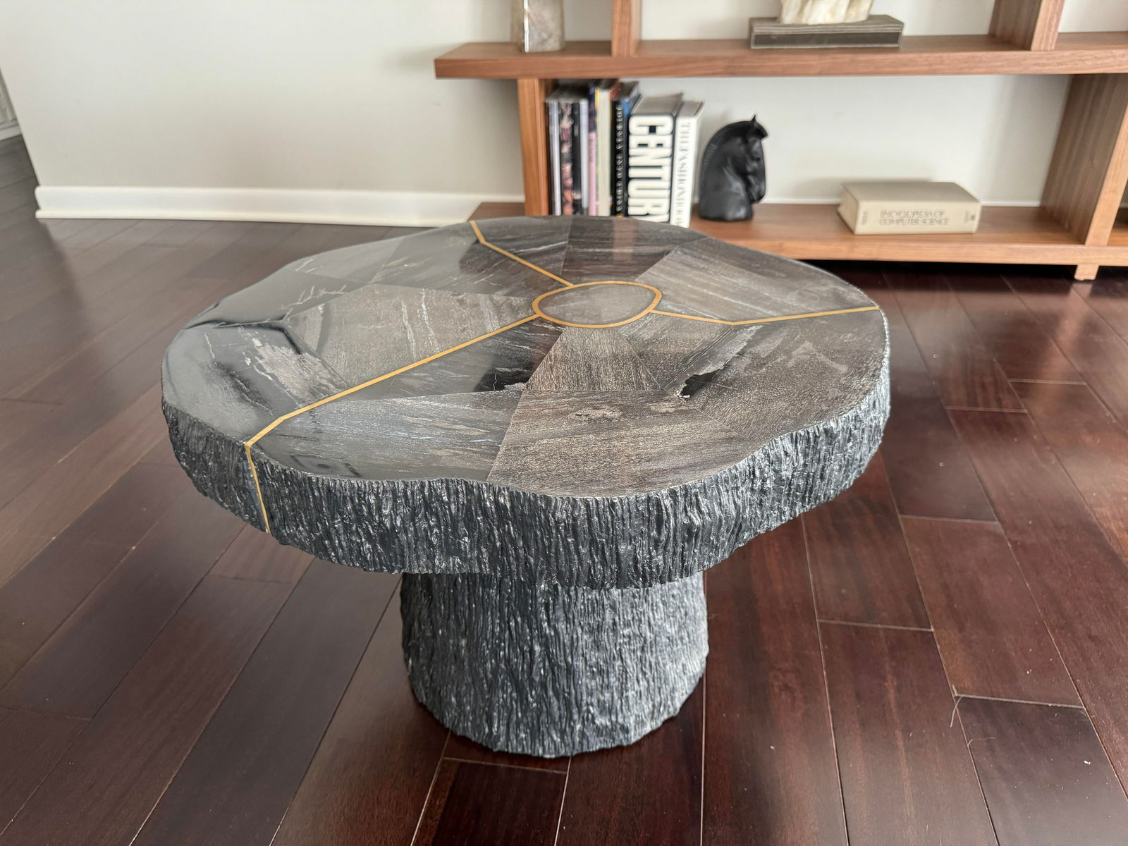 Sculptural Modern Organic Black Wood Sune Small Coffee Table or Side Table by Made Goods With Golden - 9