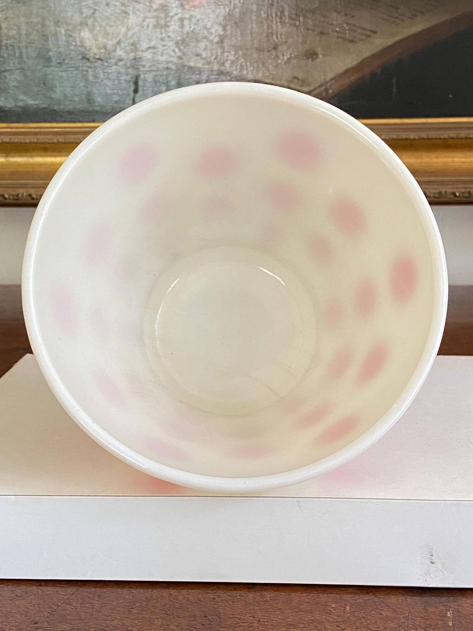 Set of 3 Mid Century Pyrex Glass Bowls, Fire King Brand- Red Dot decor - 4