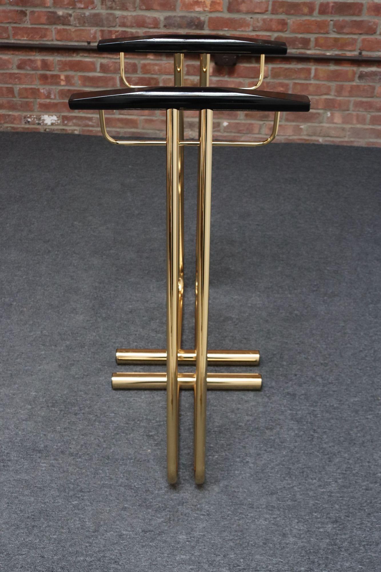 Pair of Vintage Italian Valets / Dress Boys in Polished Brass and Lacquered Wood - 7