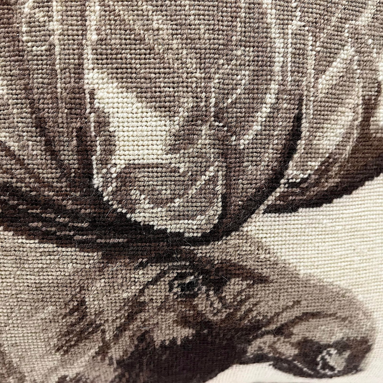 Moose Needlepoint Pillow with Braided Trim - Down/Feather Insert - 2