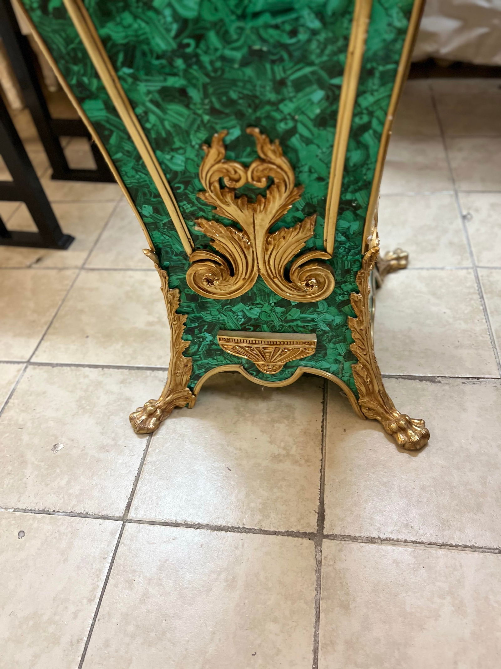 Vintage Faux Malachite Wood Pedestal - 3