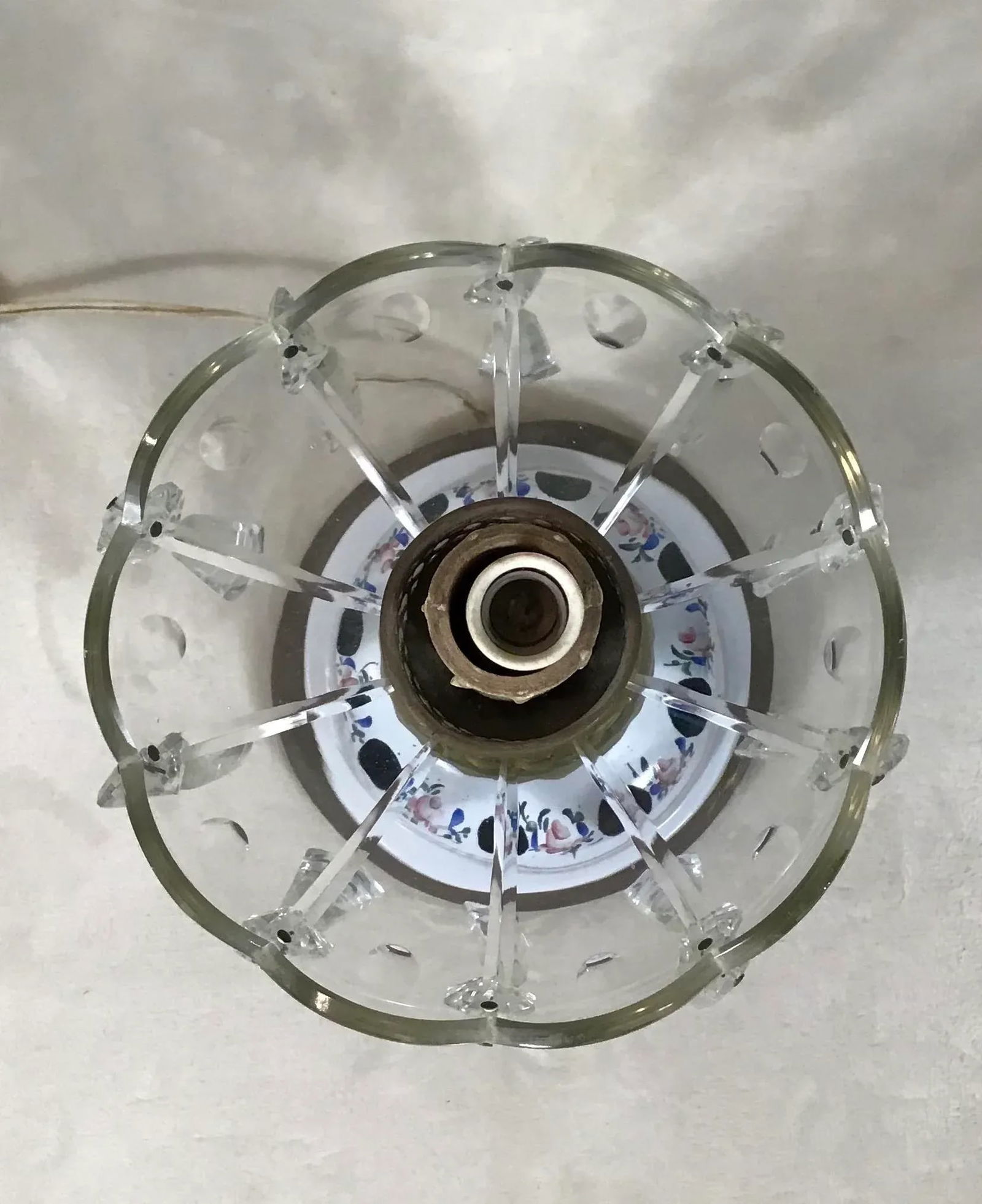 Antique 1920s Vintage Bohemian Cased Glass & Crystal Electric Table Lamps - a Pair - 7