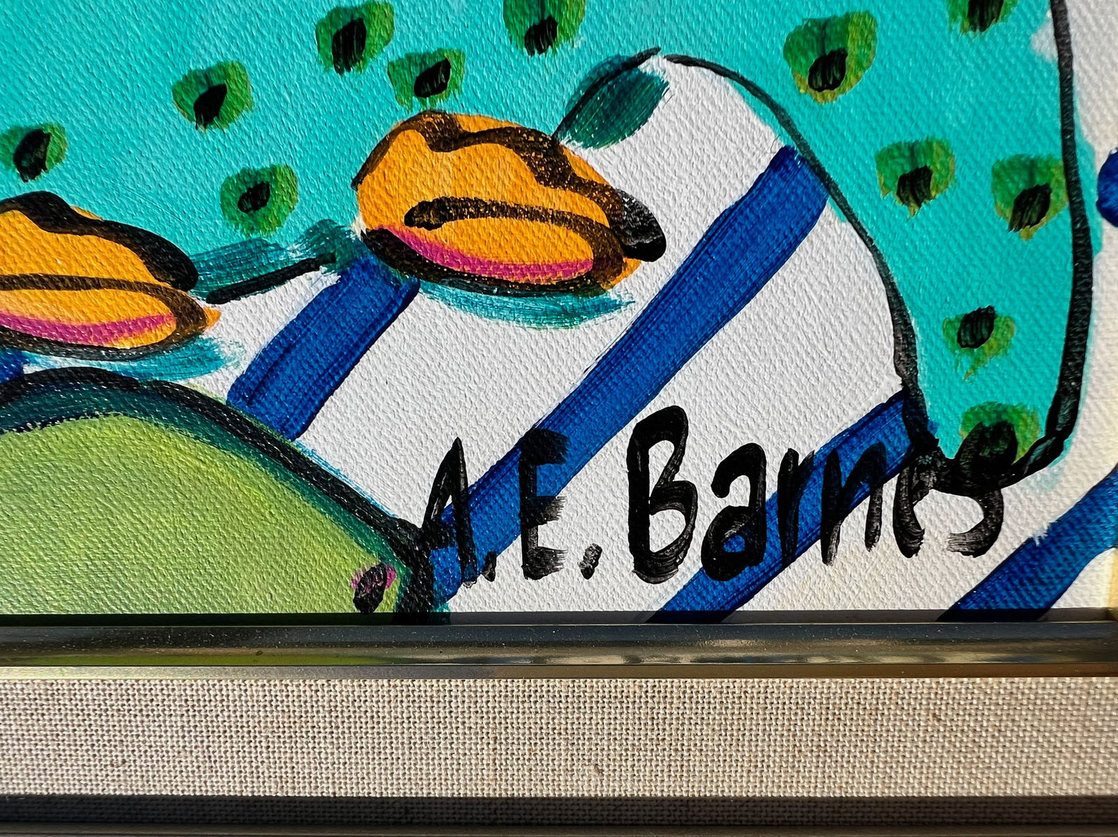 Original Still Life Painting by A. E. Barnes, Fish & Limes, Signed - 2