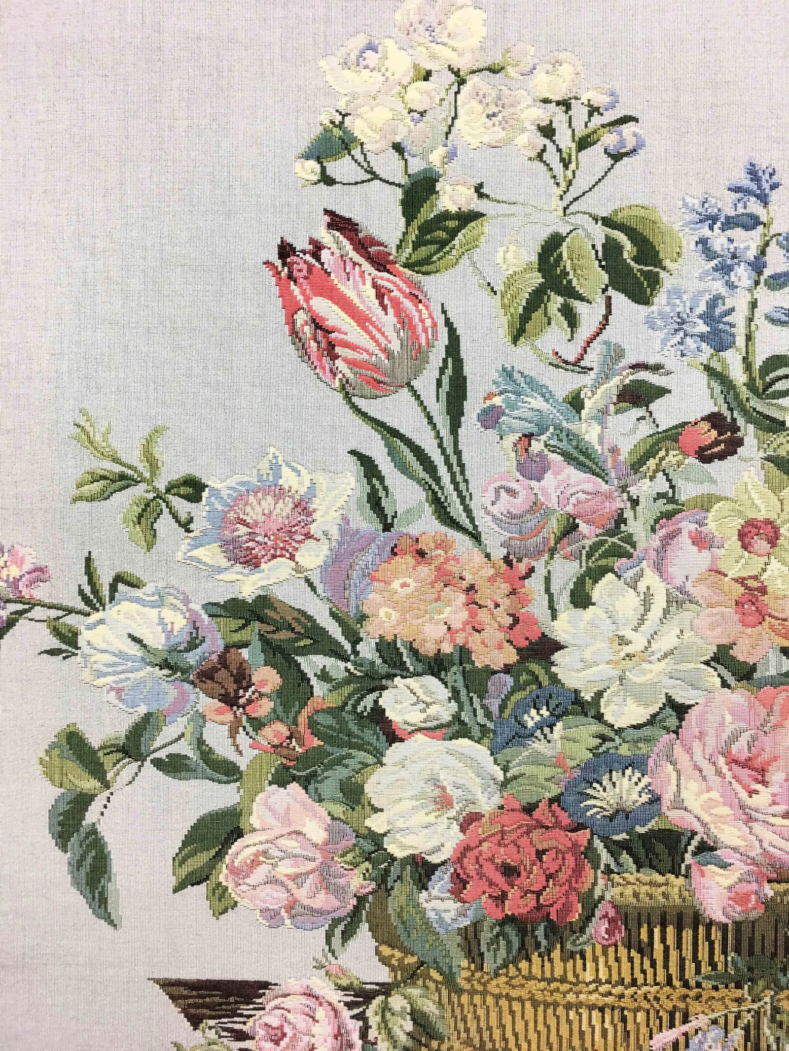 Vintage English Handmade Floral Still Life Tapestry - 3