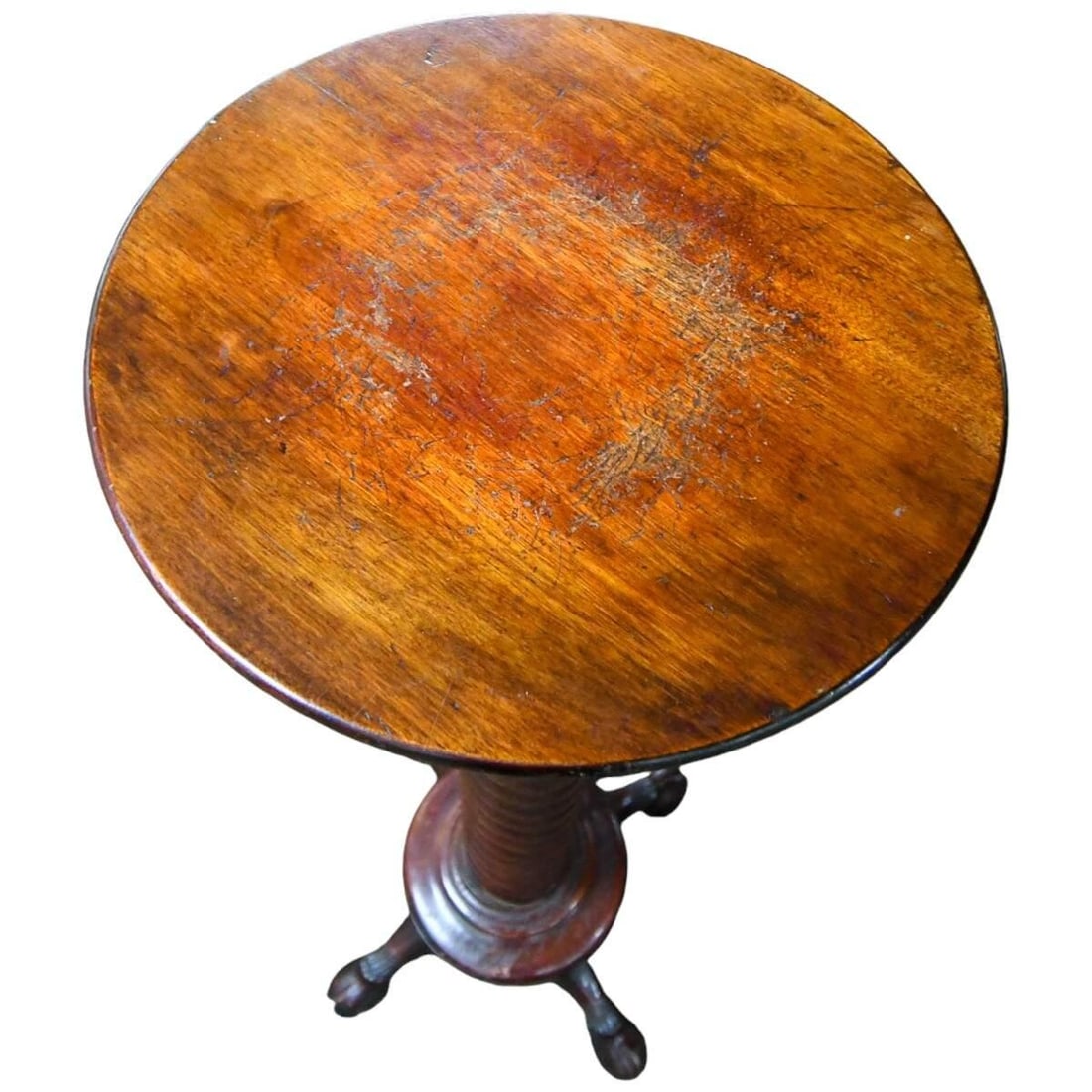 Antique Victorian Barley-Twist Torchère Pedestal Table With Cloven Feet - 2