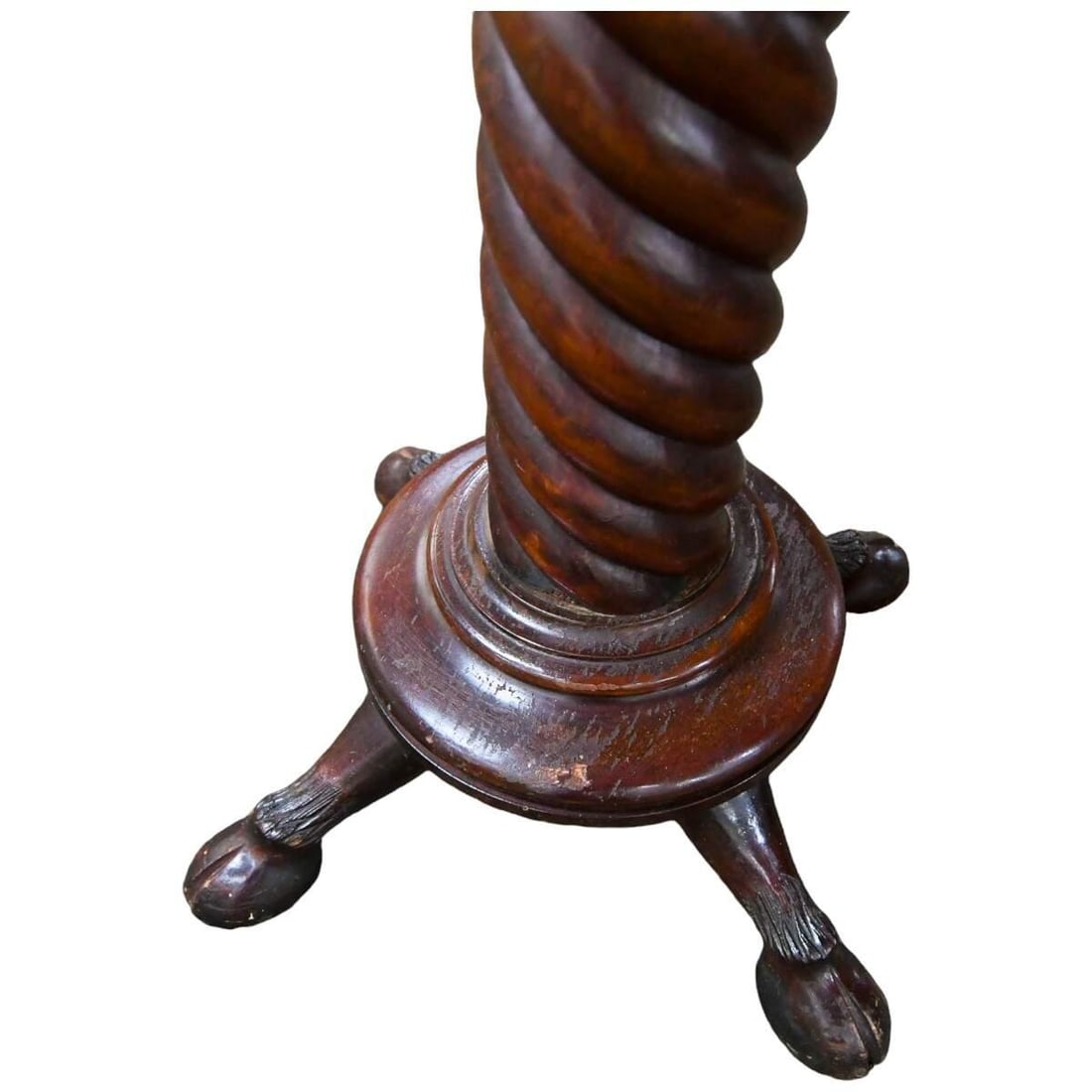 Antique Victorian Barley-Twist Torchère Pedestal Table With Cloven Feet - 3