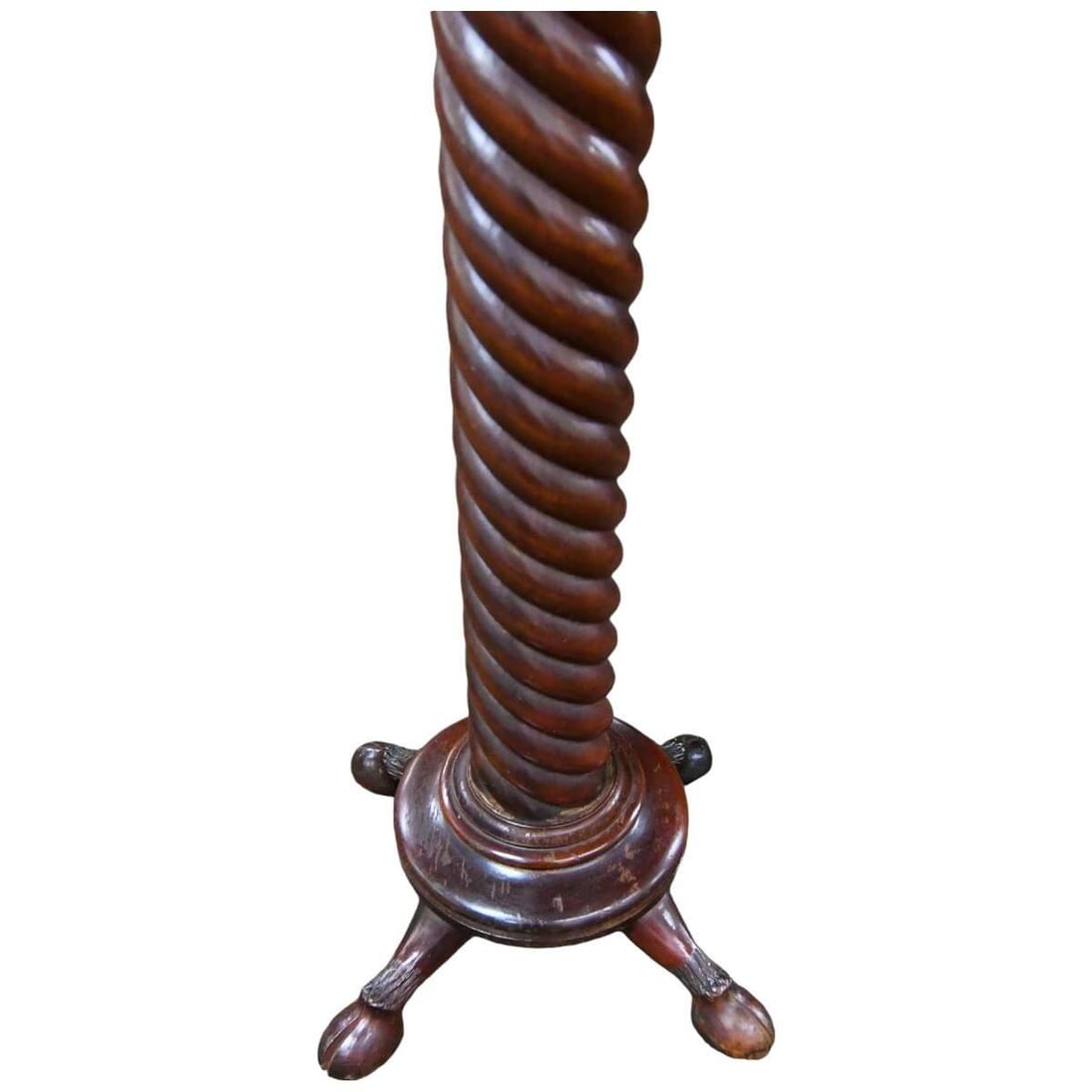 Antique Victorian Barley-Twist Torchère Pedestal Table With Cloven Feet - 5