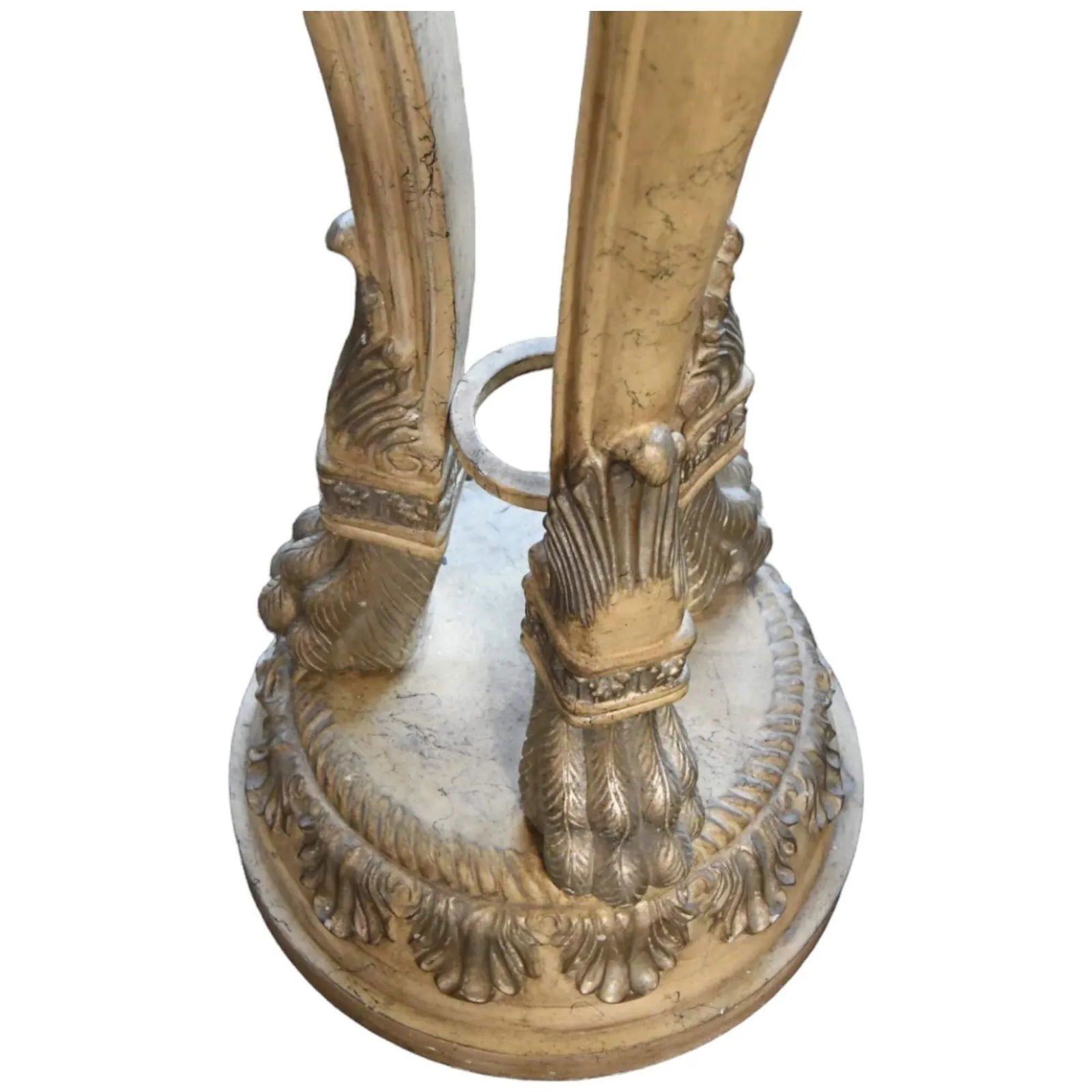 Late 20th Century Black Stone Top Carved Lions Pedestal Table - 3