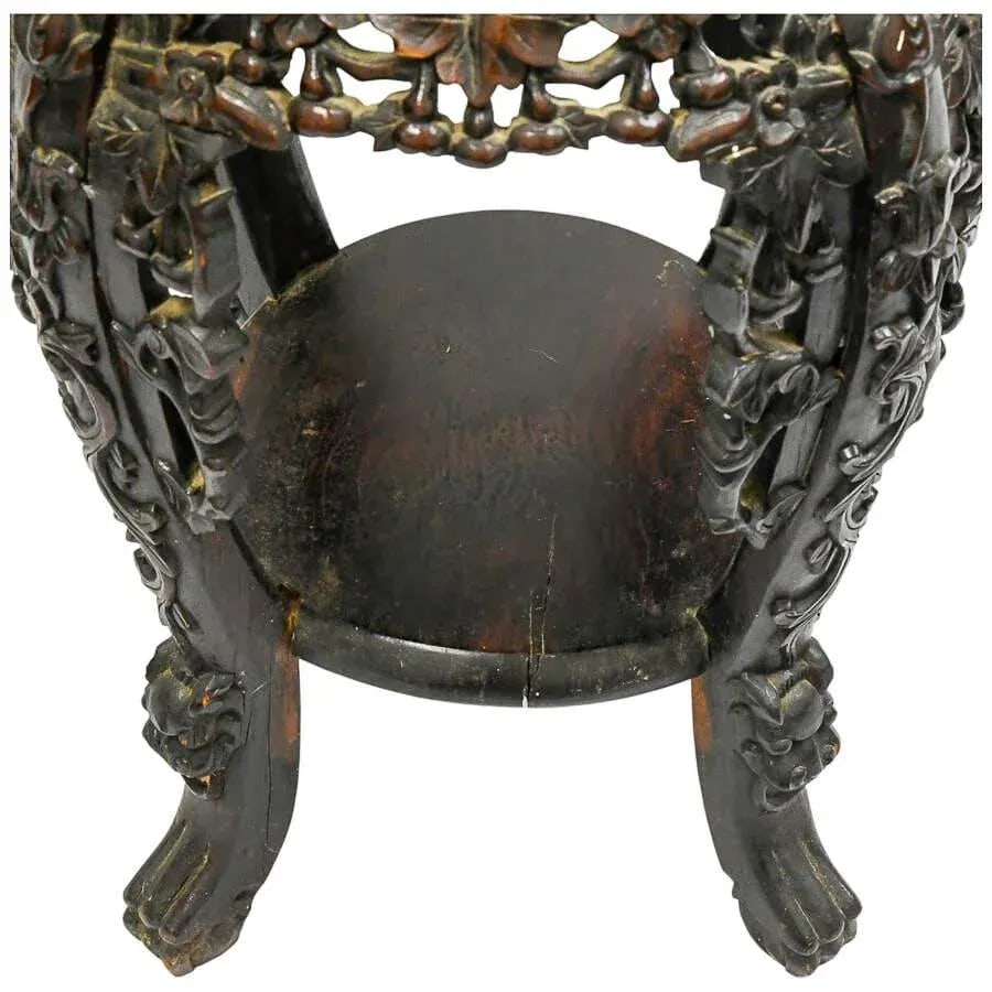 Vintage Hand-Carved Chinese Marble Pedestal - 10