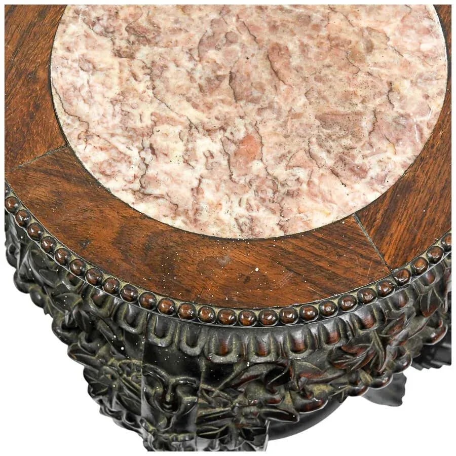 Vintage Hand-Carved Chinese Marble Pedestal - 7