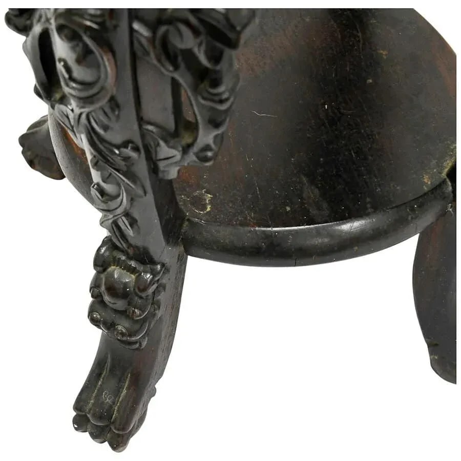 Vintage Hand-Carved Chinese Marble Pedestal - 9