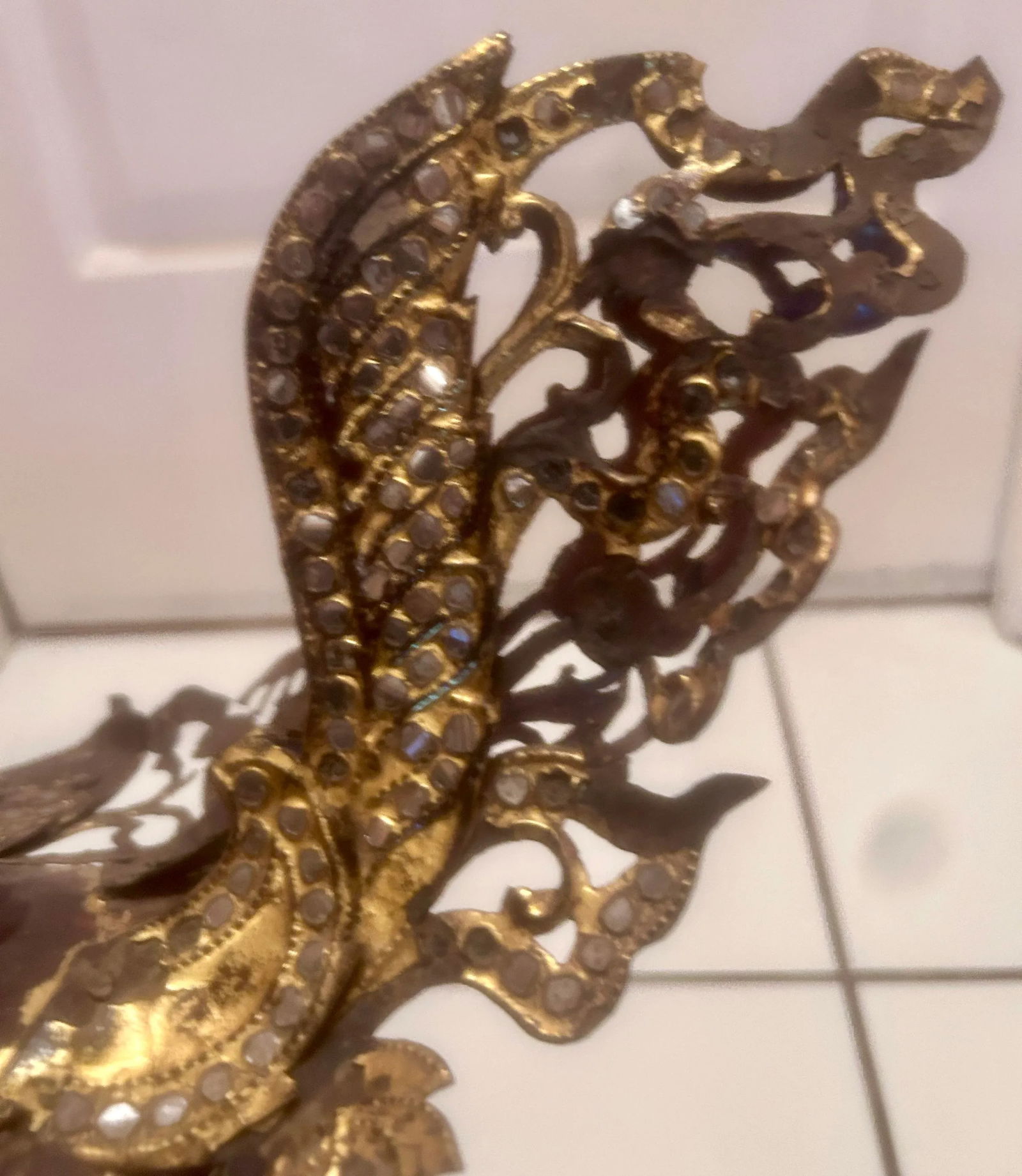 Antique Burmese Hintha Bird-Shaped Betel Gold Lacquered Box on Offering Stand - 3 Pieces - 5