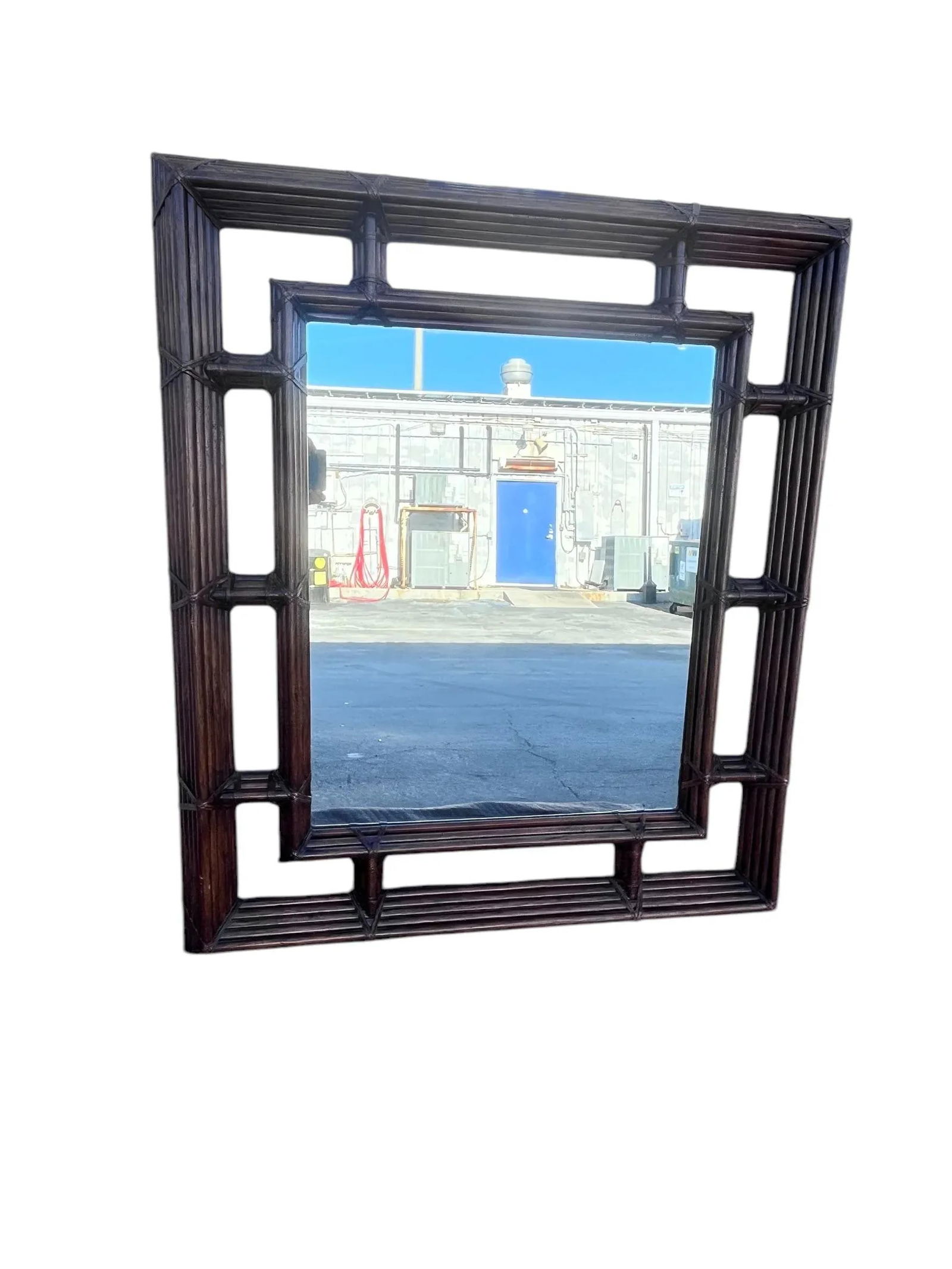 Large 1970s Bamboo Henredon Mirror in the Style of McGuire - 2