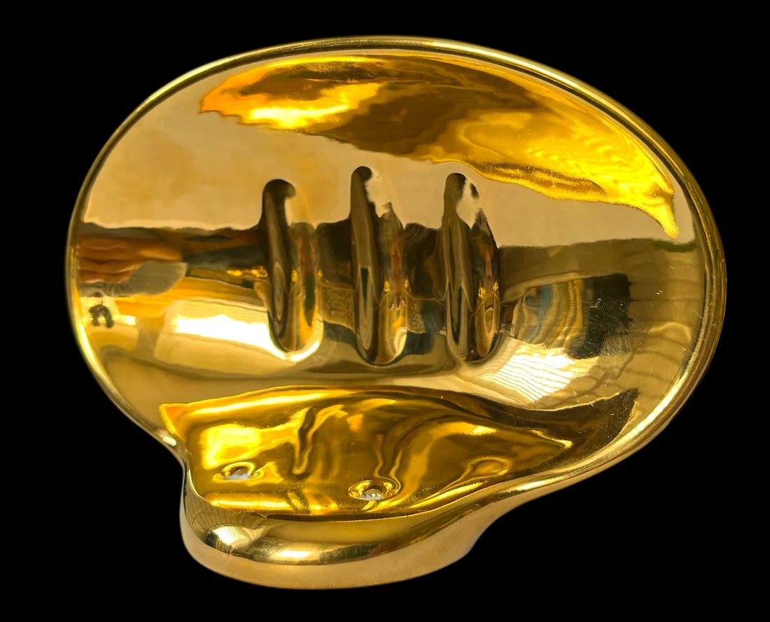 1980s Bavarian Porcelain Gold Metallic Wall Mounted Soap Dish and Toothbrush Holder Set of Two - 4