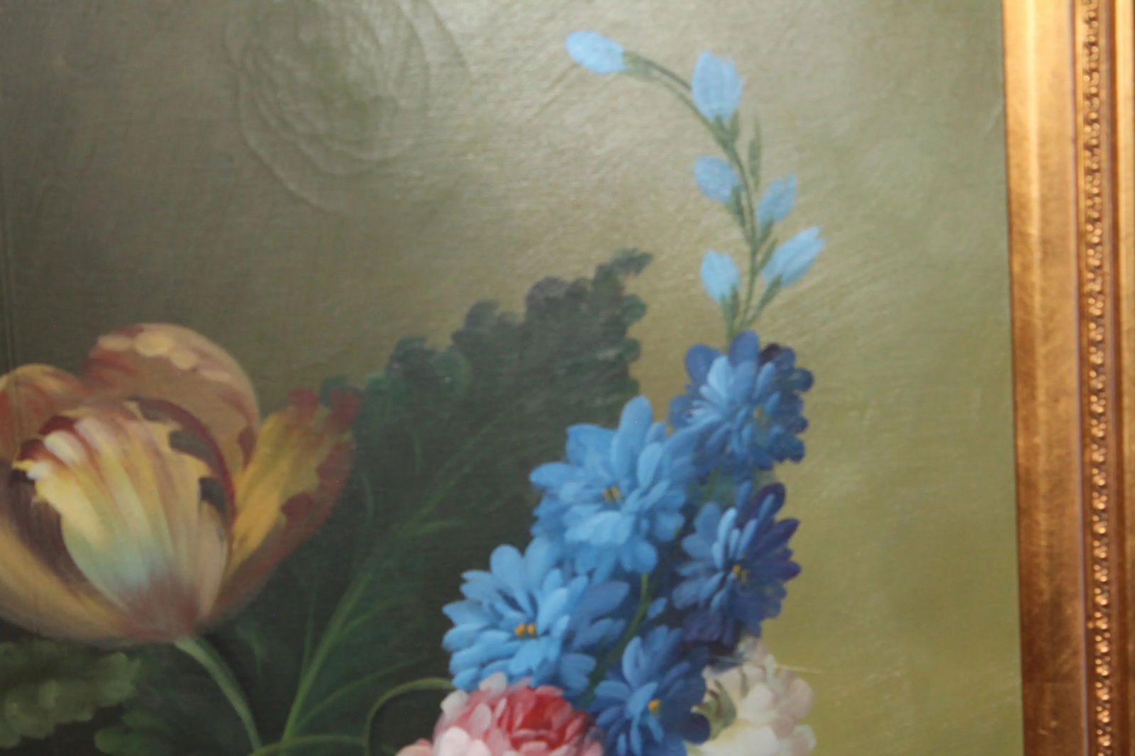 Vintage Floral Still Life Oil Painting on Canvas, 32" X 44" - 4