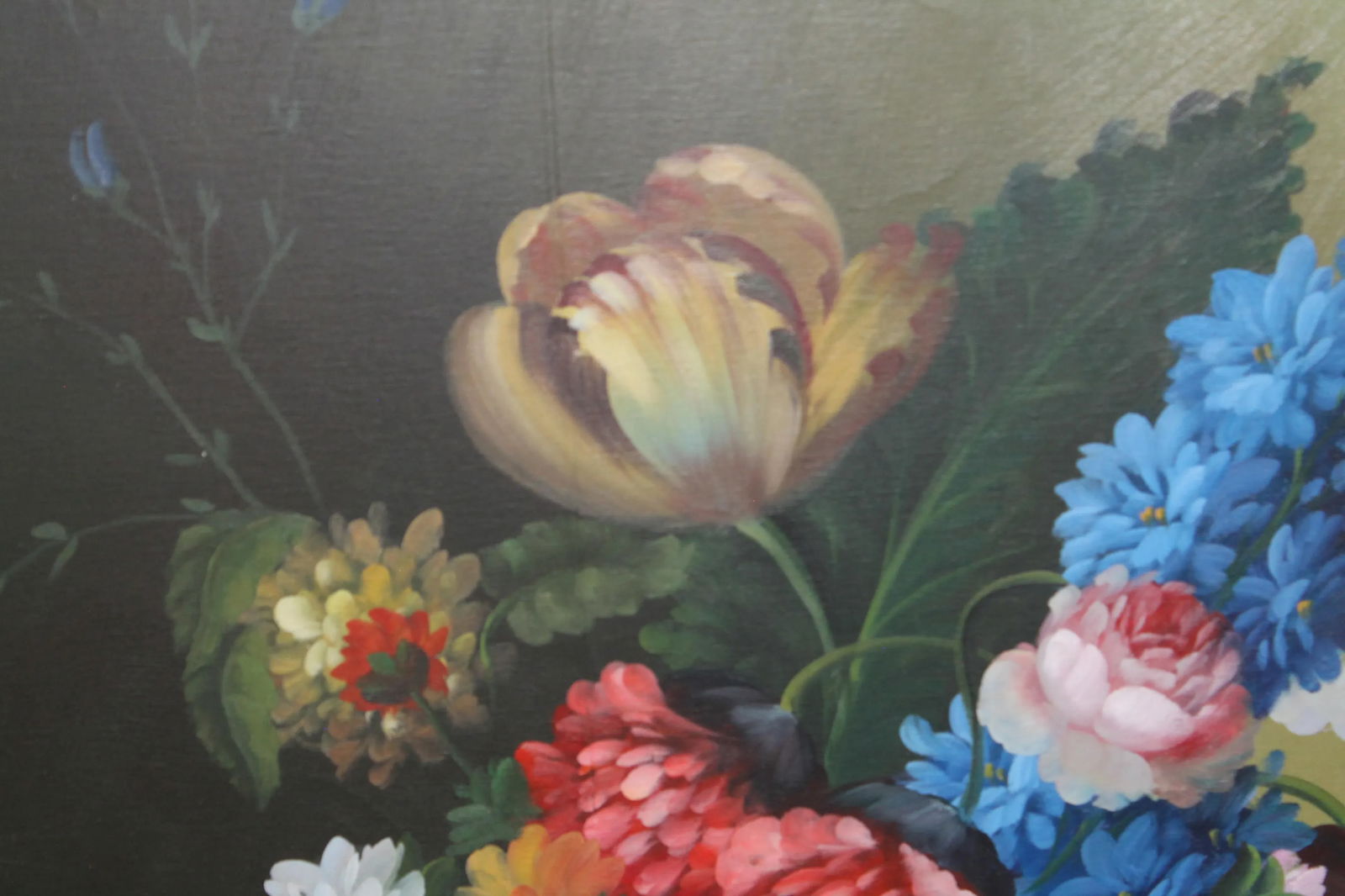 Vintage Floral Still Life Oil Painting on Canvas, 32" X 44" - 5