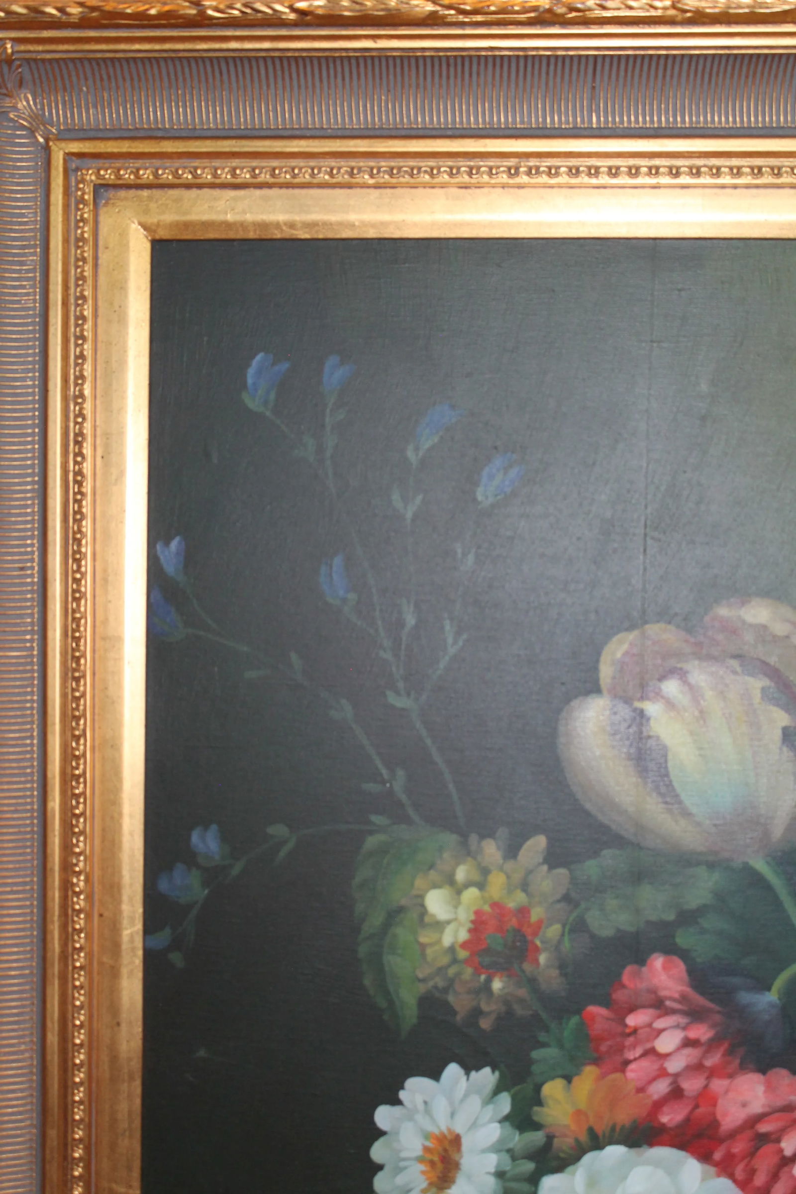 Vintage Floral Still Life Oil Painting on Canvas, 32" X 44" - 7