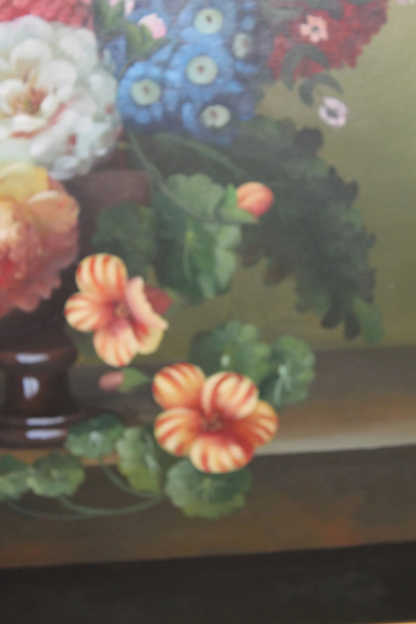 Vintage Floral Still Life Oil Painting on Canvas, 32" X 44" - 8