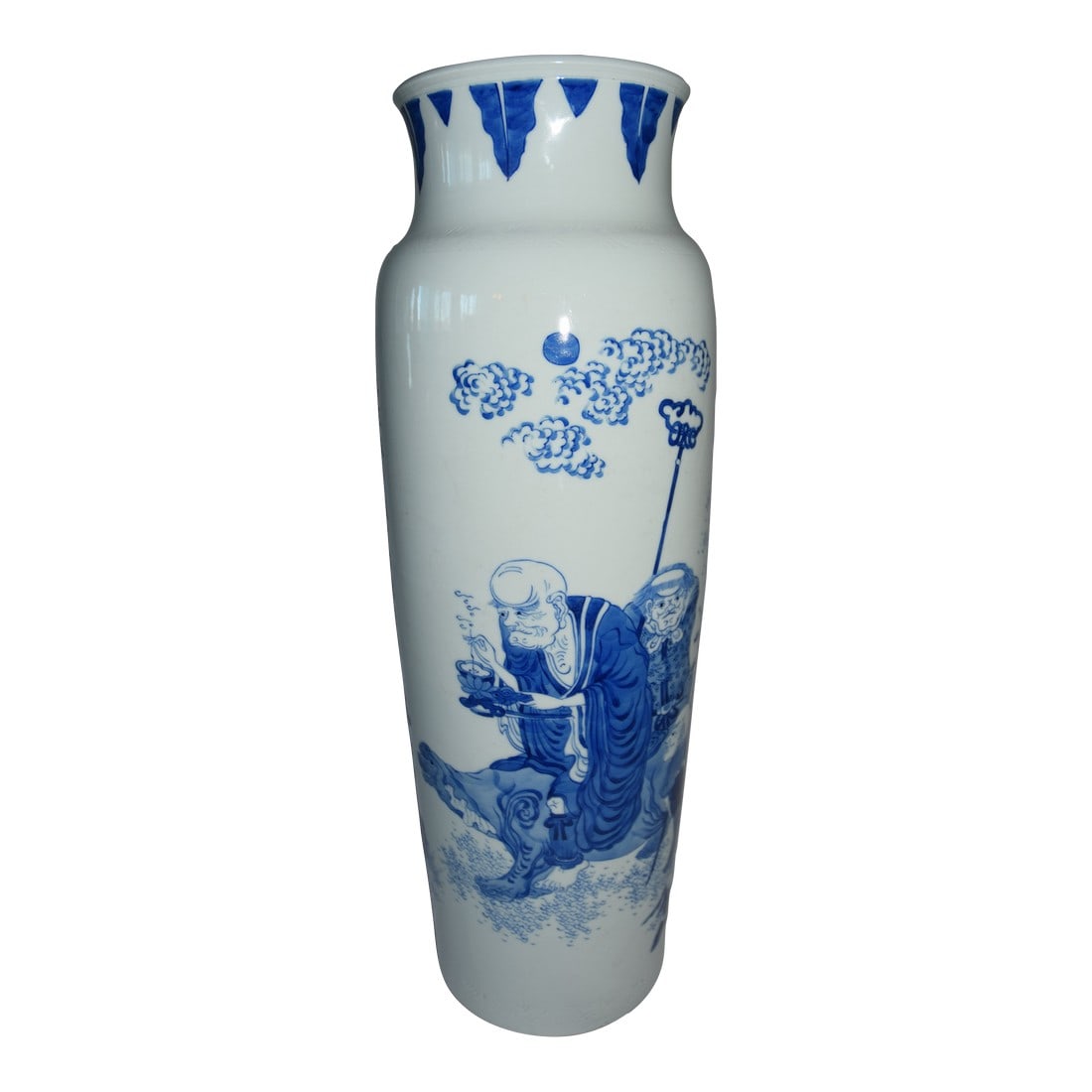 19th Century Chinese Blue and White Porcelain Vase: 19th Century Chinese Blue and White Porcelain Vase A classic 19th century Chinese blue and white porcelain vase, hand-painted with traditional cobalt decoration. The slender vertical form and