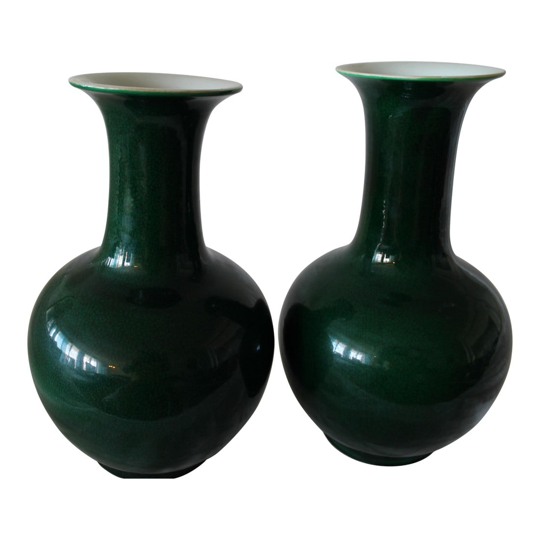 Pair of 19th Century Chinese Green Porcelain Vases (1 of 10)