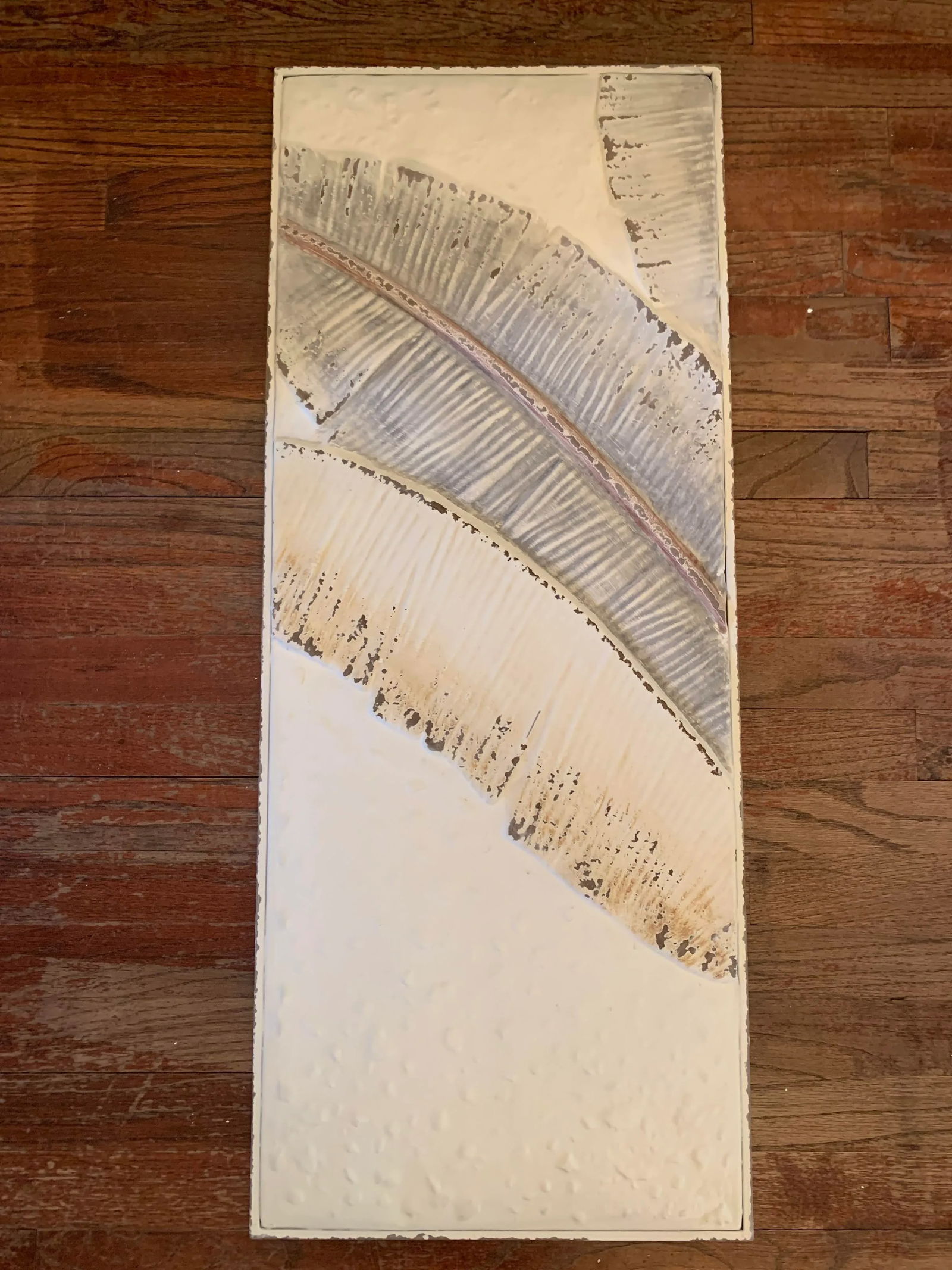 Large Fanning Banana Leaves Painted and Pressed Tin Triptych by Kalalou - 3 Pieces - 7