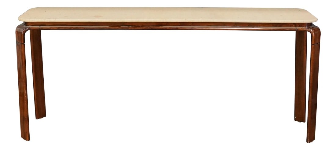 1970s Vintage Rattan Stained Wood Console Table (1 of 12)