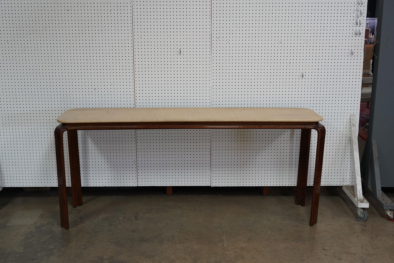 1970s Vintage Rattan Stained Wood Console Table - 2