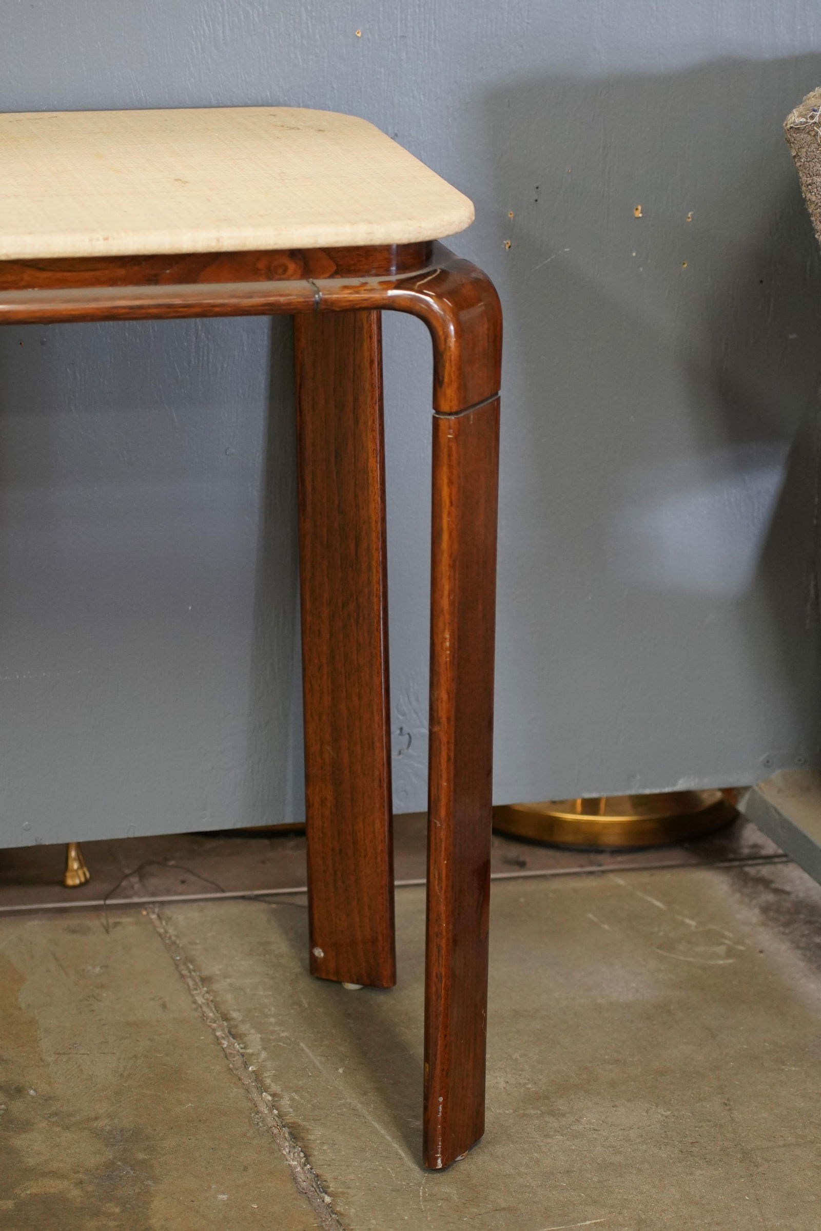1970s Vintage Rattan Stained Wood Console Table - 7