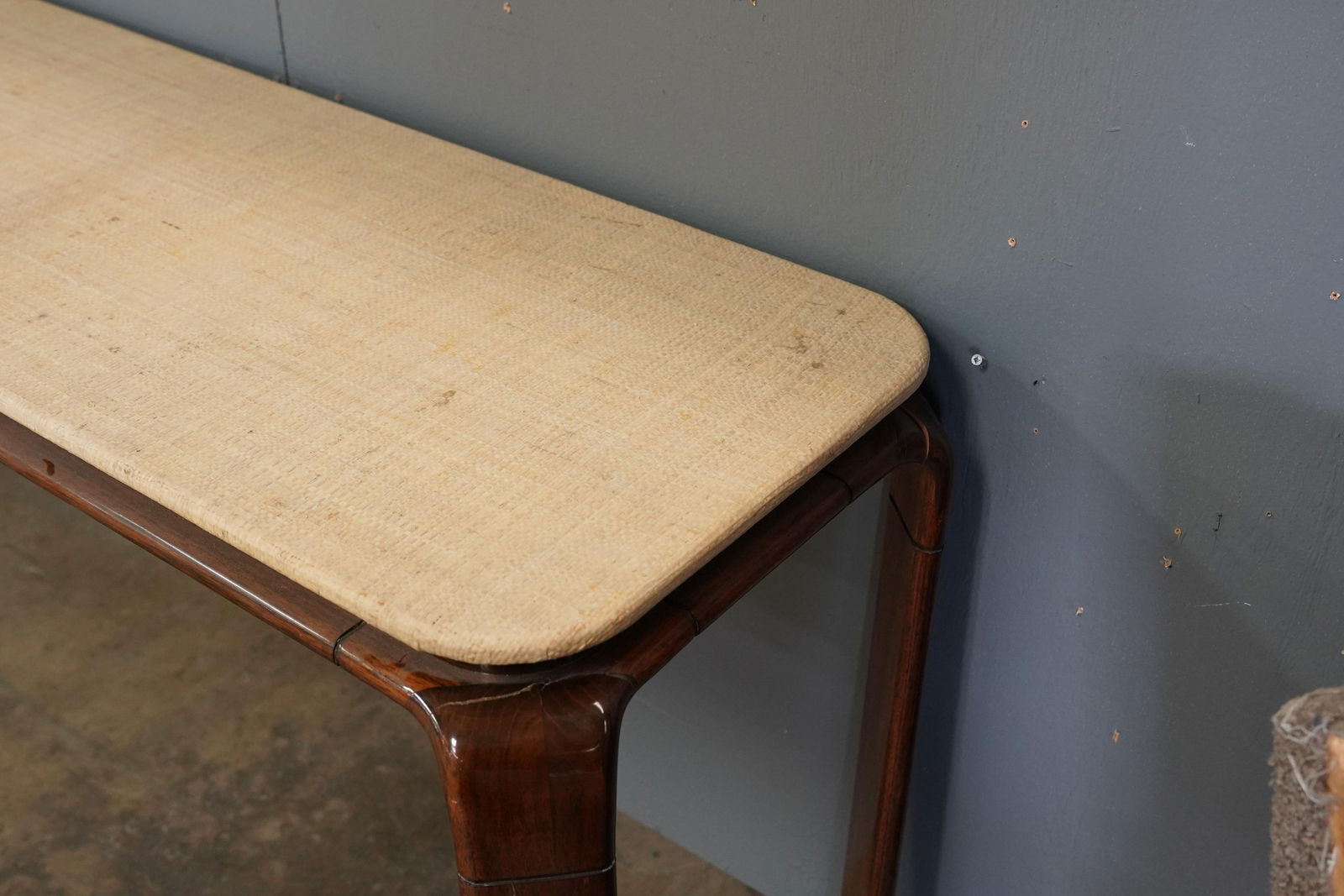 1970s Vintage Rattan Stained Wood Console Table - 8