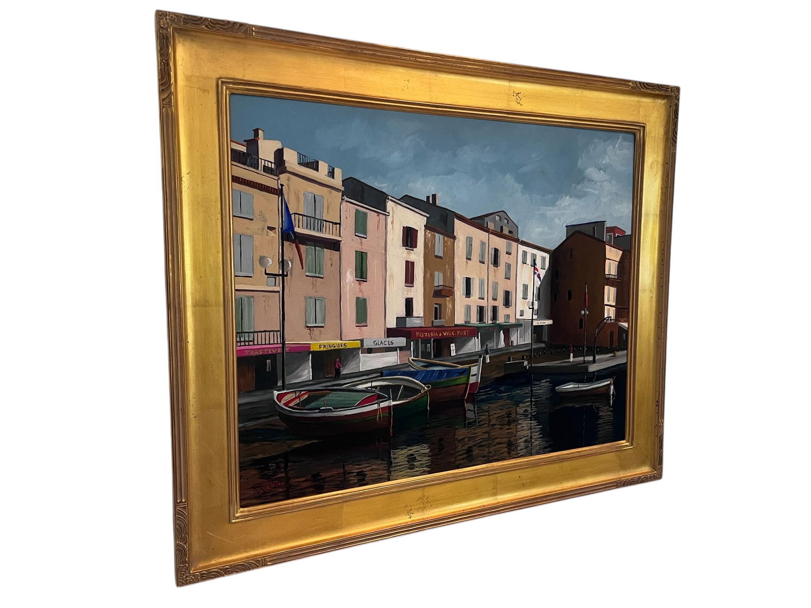 1980s Oil on Canvas by Richard T. Reminger . "St. Tropez " Signed and Framed. - 3