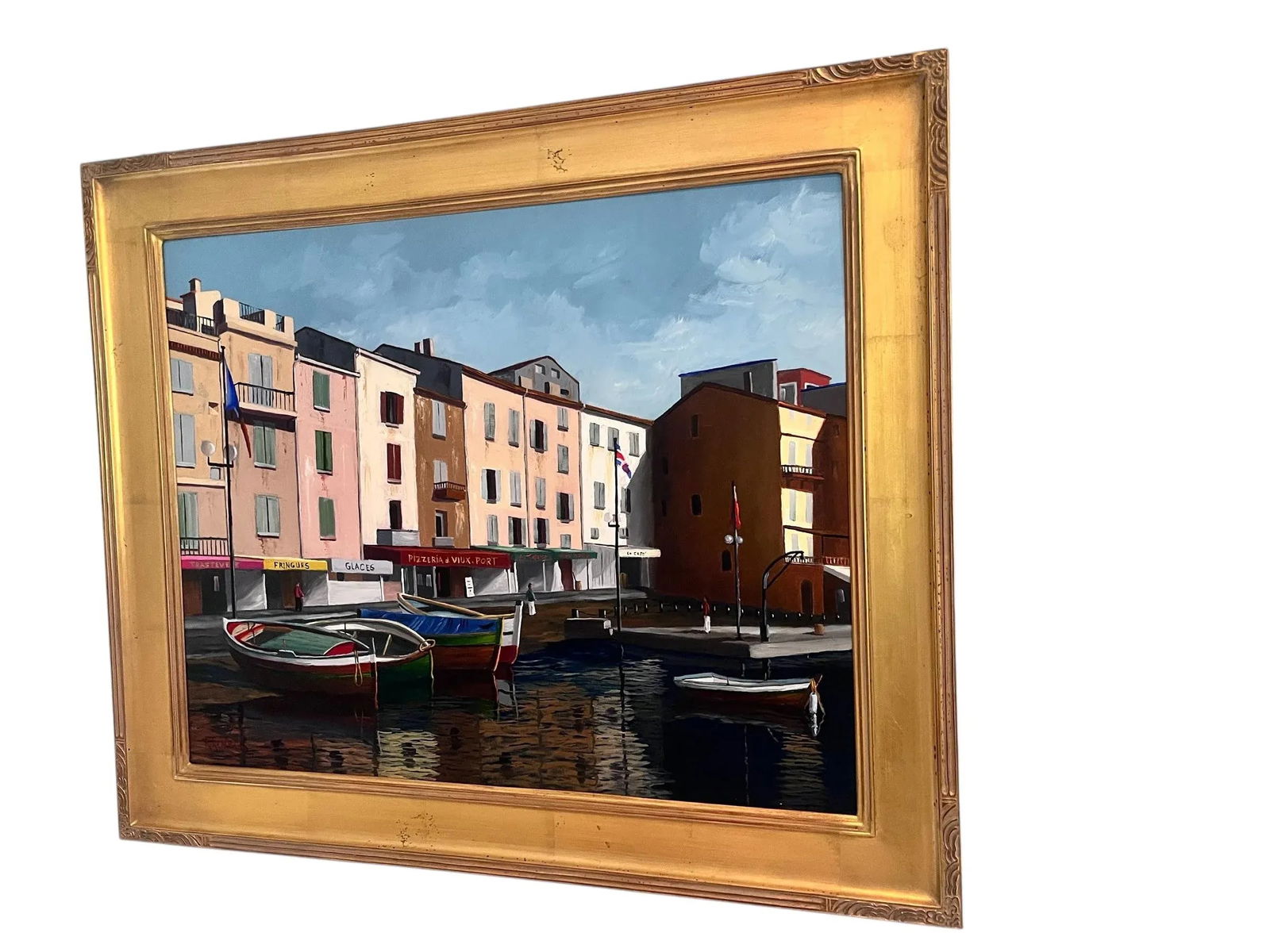 1980s Oil on Canvas by Richard T. Reminger . "St. Tropez " Signed and Framed. - 4