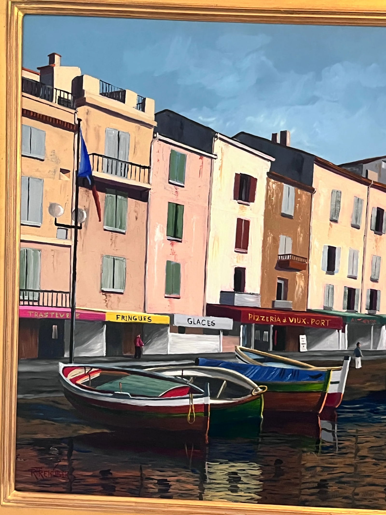 1980s Oil on Canvas by Richard T. Reminger . "St. Tropez " Signed and Framed. - 8
