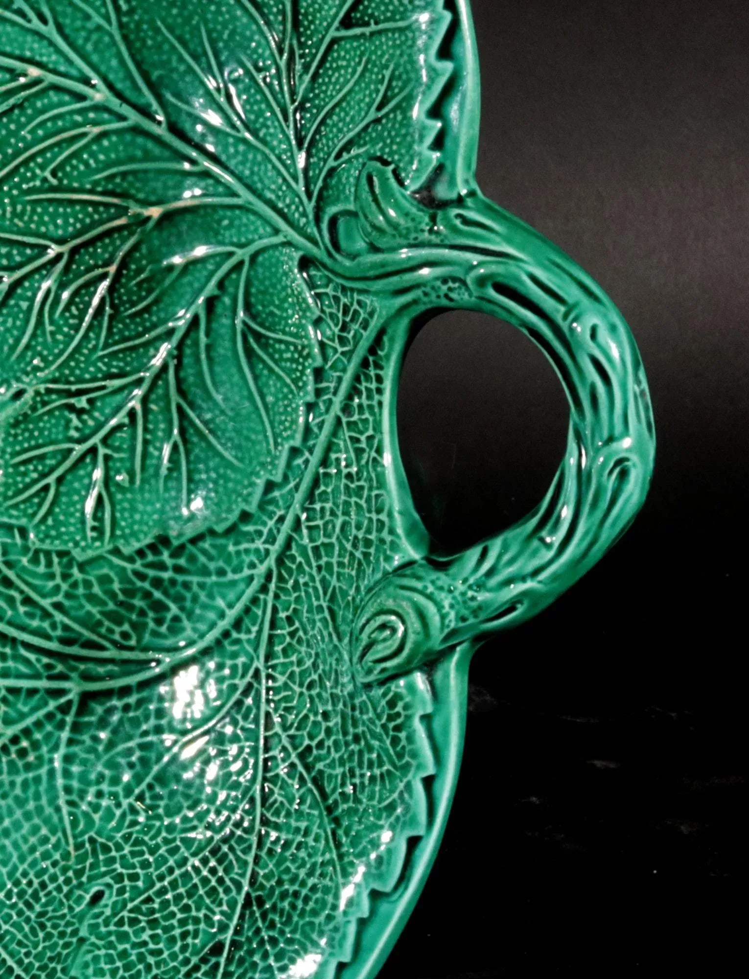 English Pottery Greenware Leaf Dishes, Brameld- A Pair - 2