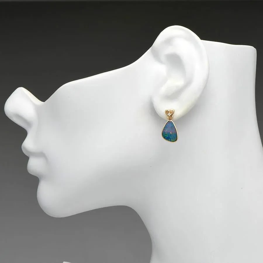 14KY Boulder Opal & Diamond Accent Earrings, 2 pieces - 2