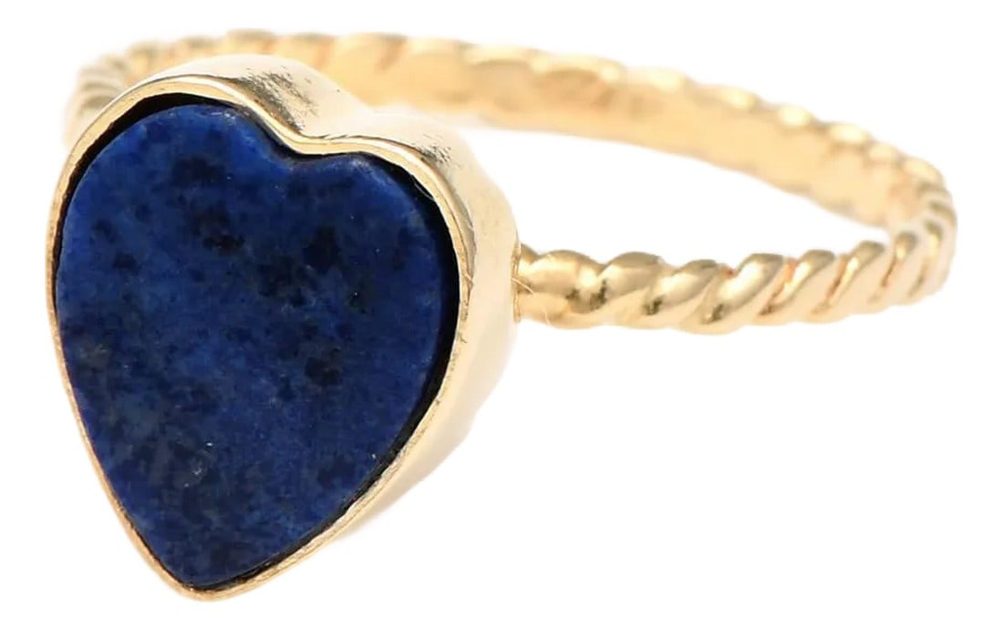 14KY Lapis Lazuli(3.20) Heart Stack Ring, size 7.25: This lovely heart stack ring is a standout piece as it features the beauty of lapis lazuli as the heart. The band is also aesthetically pleasing for its ornamental design. Ring Size: 7 1/4 Weight: