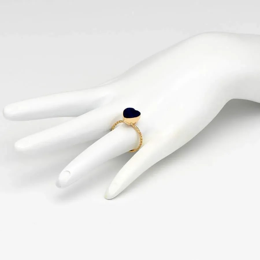 14KY Lapis Lazuli(3.20) Heart Stack Ring, size 7.25 - 2