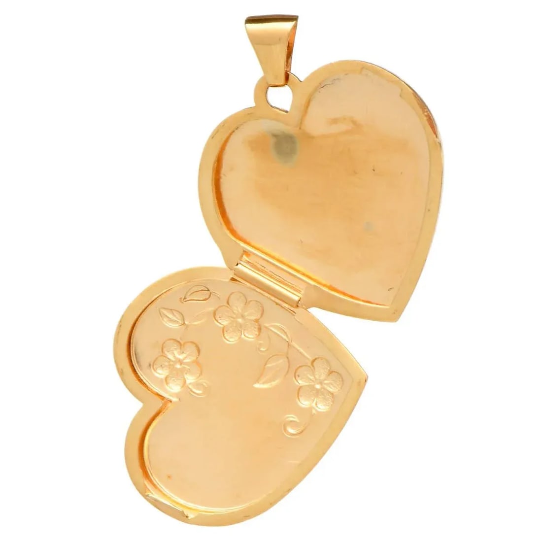 14KY Embossed Floral Heart Locket Pendant - 3