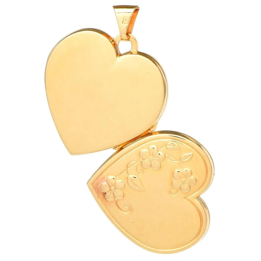 14KY Embossed Floral Heart Locket Pendant - 4