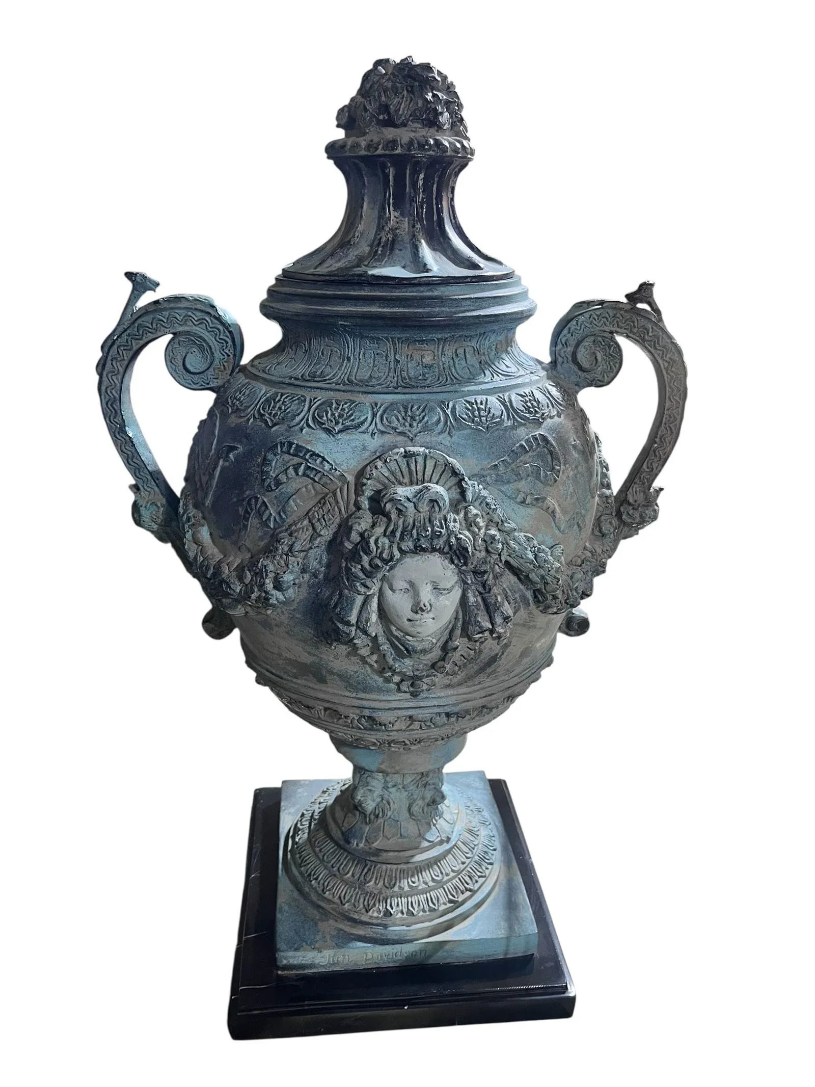 1980s Continental Neoclassical Figured Bronze Urn With Marble Base - 3