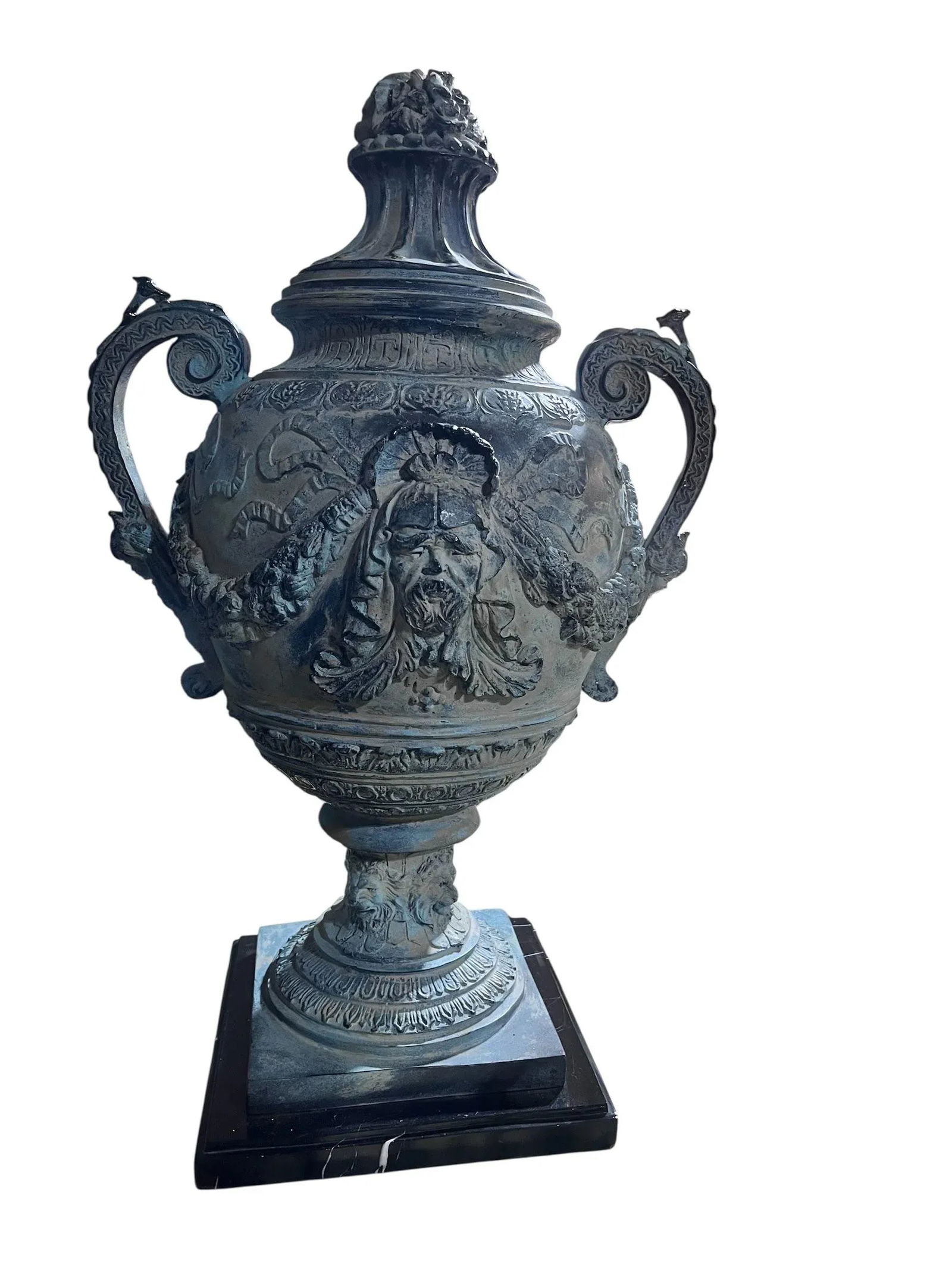 1980s Continental Neoclassical Figured Bronze Urn With Marble Base - 5