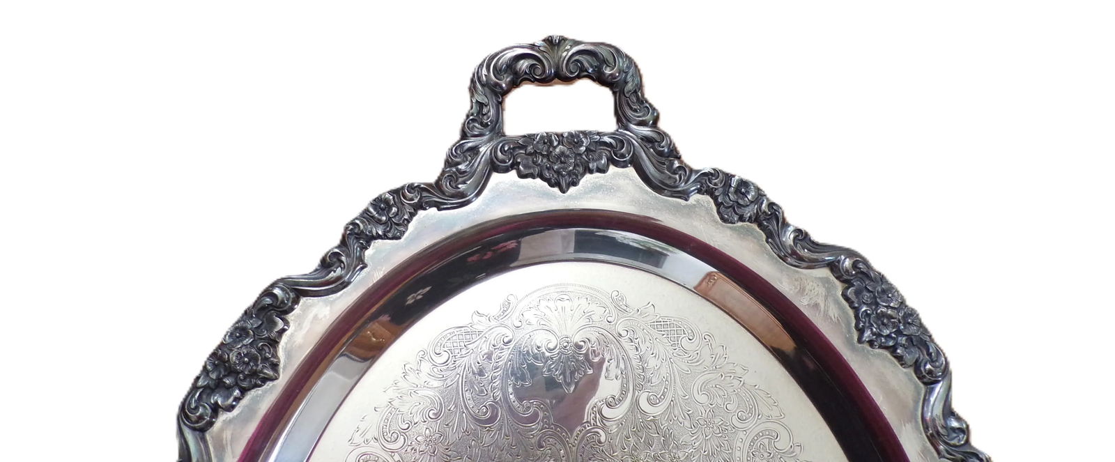 Mid 20th Century Four-Footed Silver Plated Oval Tray with Handles by Poole - 10