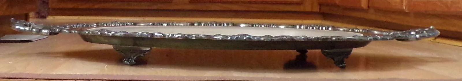 Mid 20th Century Four-Footed Silver Plated Oval Tray with Handles by Poole - 5