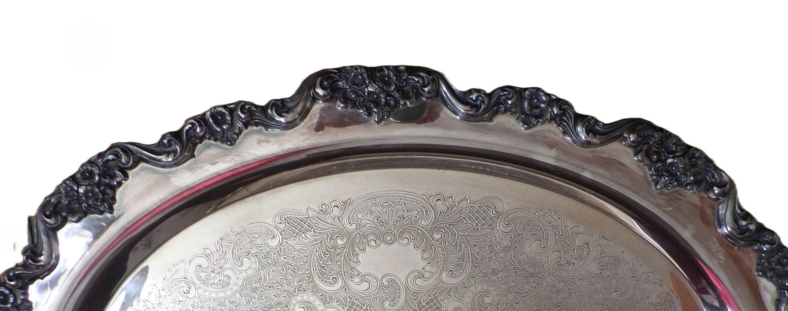 Mid 20th Century Four-Footed Silver Plated Oval Tray with Handles by Poole - 7