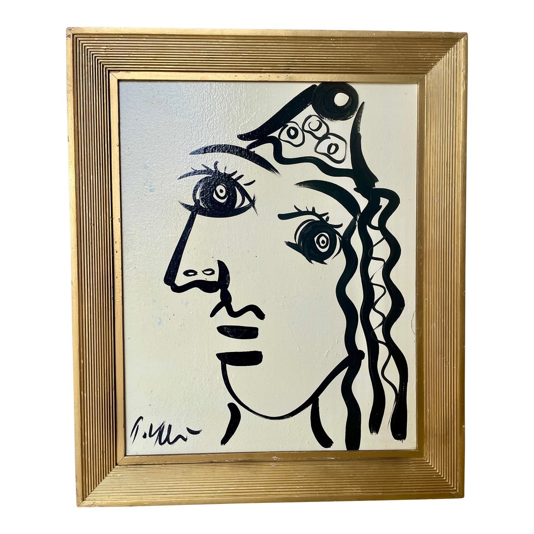 1950s Peter Keil Framed Oil Painting: Peter Keil Portrait of a Woman in Paint. Signed by the artist in the lower left hand corner. One of Germany's best contemporary painters, Peter Keil is highly collectible. Condition: Alterations: