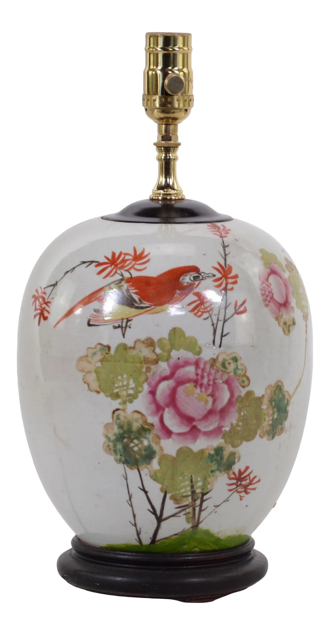 20th Century Chinese Famille Rose Jar Table Lamp With Bird and Peony (1 of 7)