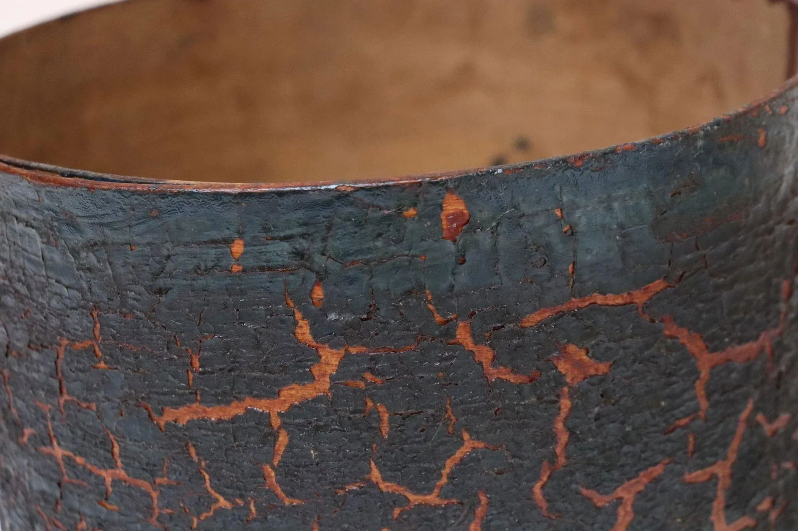 19th Century New England Bentwood Green Pantry Box With Crackled Texture - 7