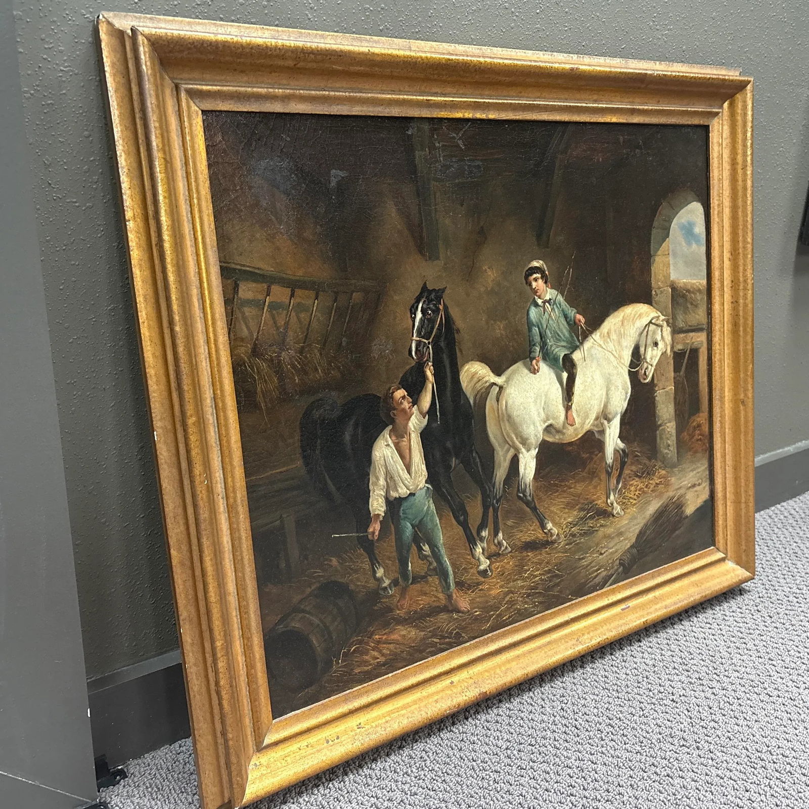 Louis Claude Malle Branche (1790-1838) - Stable Scene, Oil on Canvas, 21" X 25" - 5