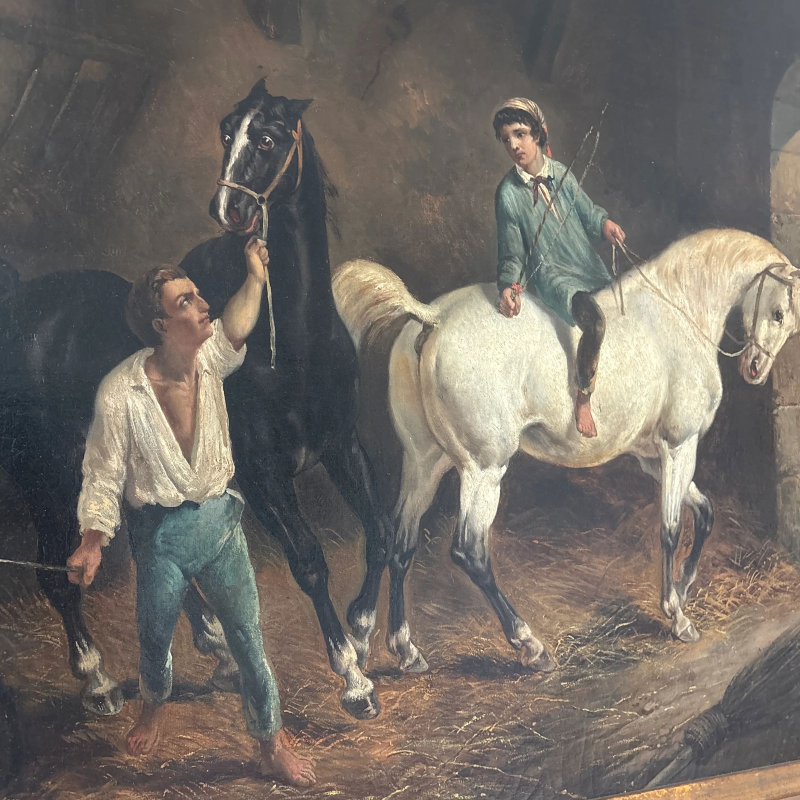 Louis Claude Malle Branche (1790-1838) - Stable Scene, Oil on Canvas, 21" X 25" - 8