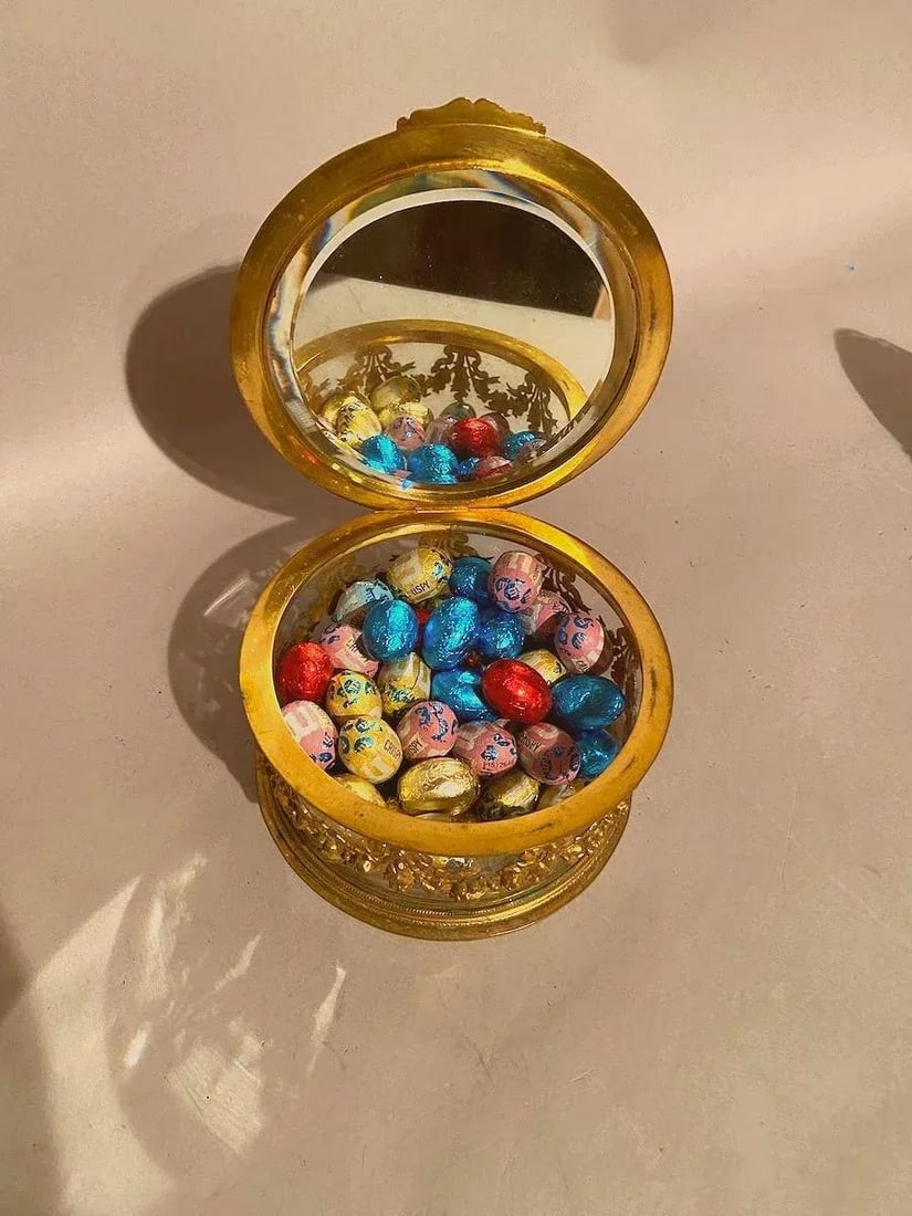 19th C French Jean Derval Bronze Crystal Portrait Jewelry Box - 14